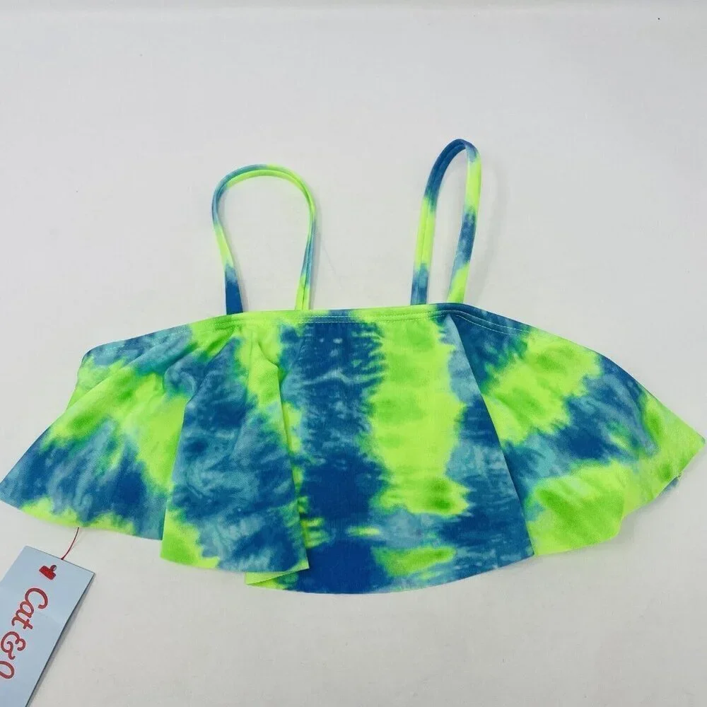 Cat‎ & Jack Youth Girls Medium Sweet Popsicle Tie Dye Bikini Top Blue/Green 1653